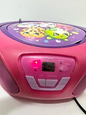 Shopkins Pink and Purple Portable CD Player with Character Lid Works with cord